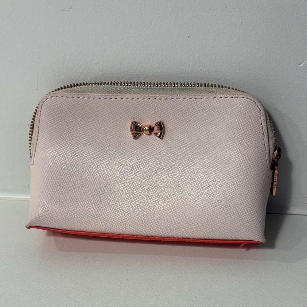 Ted Baker Leather Pouch with rose gold bow motif